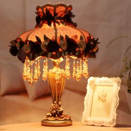 Kumaş Gül Motif Süslemeli Abajur