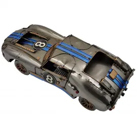 El Yapımı Vintage Metal Yarış Arabası Biblo - Kaynak Detaylı Dekoratif Araba