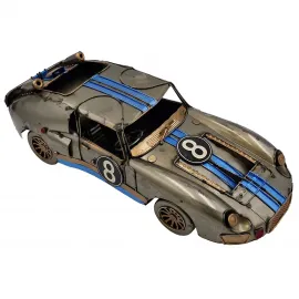 El Yapımı Vintage Metal Yarış Arabası Biblo - Kaynak Detaylı Dekoratif Araba