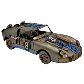 El Yapımı Vintage Metal Yarış Arabası Biblo - Kaynak Detaylı Dekoratif Araba