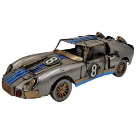 El Yapımı Vintage Metal Yarış Arabası Biblo - Kaynak Detaylı Dekoratif Araba