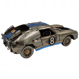 El Yapımı Vintage Metal Yarış Arabası Biblo - Kaynak Detaylı Dekoratif Araba