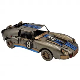 El Yapımı Vintage Metal Yarış Arabası Biblo - Kaynak Detaylı Dekoratif Araba