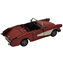 Vintage Kırmızı Spor Cabrio Metal Araba Dekoratif Figür - Klasik Otomobil Biblo