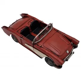 Vintage Kırmızı Spor Cabrio Metal Araba Dekoratif Figür - Klasik Otomobil Biblo