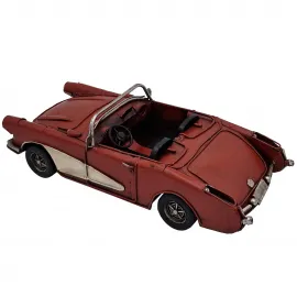 Vintage Kırmızı Spor Cabrio Metal Araba Dekoratif Figür - Klasik Otomobil Biblo