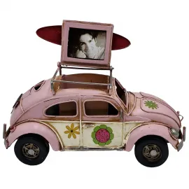 Vintage El Yapımı Vosvos Araba Masaüstü Süsü, Kalemlik ve Fotoğraf Çerçevesi