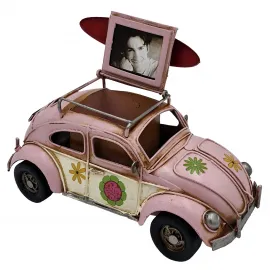 Vintage El Yapımı Vosvos Araba Masaüstü Süsü, Kalemlik ve Fotoğraf Çerçevesi