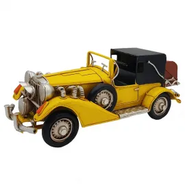 Dekoratif Üstü Açık Klasik Metal Araba (Sarı)