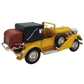Dekoratif Üstü Açık Klasik Metal Araba (Sarı)