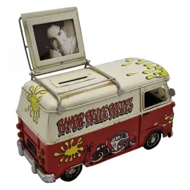 Dekoratif Hippi Karavan Minibüs Kumbara ve Çerçeveli