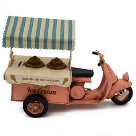 Dekoratif Metal Kumbaralı ve Tenteli Dondurma Arabası