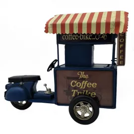 Dekoratif Kahve Arabası - Metal Trike Scooter - Kumbara