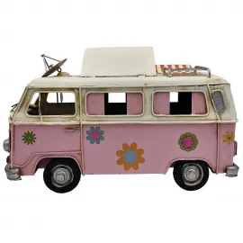 Retro Tenteli VW Minibüs Dekoratif Metal Model - Nostaljik Camper Van Hediyelik Vosvos Araba