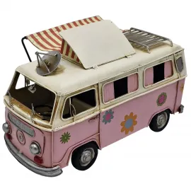 Retro Tenteli VW Minibüs Dekoratif Metal Model - Nostaljik Camper Van Hediyelik Vosvos Araba