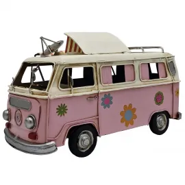 Retro Tenteli VW Minibüs Dekoratif Metal Model - Nostaljik Camper Van Hediyelik Vosvos Araba