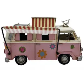 Retro Tenteli VW Minibüs Dekoratif Metal Model - Nostaljik Camper Van Hediyelik Vosvos Araba