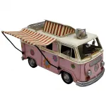 Retro Tenteli VW Minibüs Dekoratif Metal Model - Nostaljik Camper Van Hediyelik Vosvos Araba