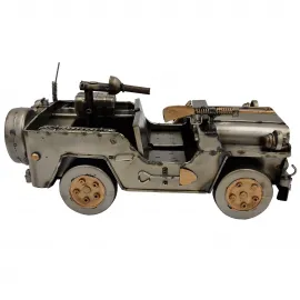 Willys MB Tarzı El Yapımı Metal Dekoratif Askeri Jeep