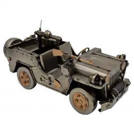 Willys MB Tarzı El Yapımı Metal Dekoratif Askeri Jeep