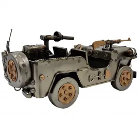 Willys MB Tarzı El Yapımı Metal Dekoratif Askeri Jeep