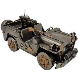 Willys MB Tarzı El Yapımı Metal Dekoratif Askeri Jeep
