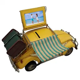 Dekoratif Çerçeveli Kumbaralı Valizli Vosvos Araba