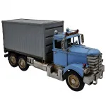 Vintage Mavi Dev: El Yapımı Metal Dekoratif Konteyner Tır & Dorseli Kamyon Modeli