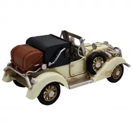 Küçük Boy Eskitme Metal Antika Araba Maketi - Vintage Roadster Dekor