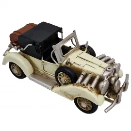 Küçük Boy Eskitme Metal Antika Araba Maketi - Vintage Roadster Dekor