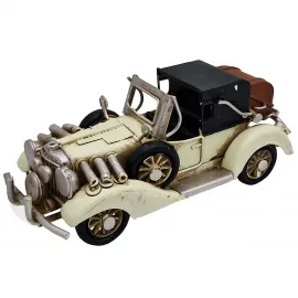 Küçük Boy Eskitme Metal Antika Araba Maketi - Vintage Roadster Dekor