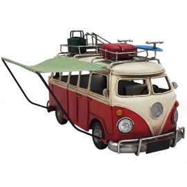 Dekoratif Metal Vosvos Araba Çantalı ve Tenteli Büyük Boy Karavan