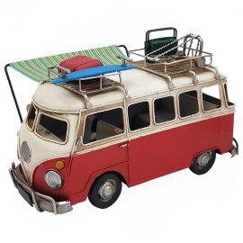 Dekoratif Metal Vosvos Araba Çantalı ve Tenteli Büyük Boy Karavan