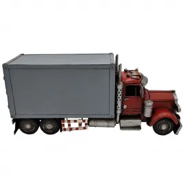 El Yapımı Metal Klasik Kırmızı Nostaljik Tır Model Dekoratif Kamyon
