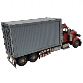 El Yapımı Metal Klasik Kırmızı Nostaljik Tır Model Dekoratif Kamyon