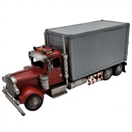 El Yapımı Metal Klasik Kırmızı Nostaljik Tır Model Dekoratif Kamyon