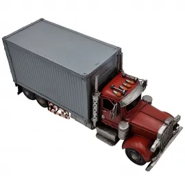 El Yapımı Metal Klasik Kırmızı Nostaljik Tır Model Dekoratif Kamyon