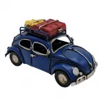 Küçük Boy Dekoratif Metal Eskitme Mavi Vosvos Araba - Vintage Biblo