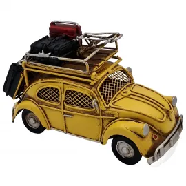 Küçük Boy Vintage Sarı Vosvos Araba Kumbara ve Çerçeveli Dekoratif Metal Biblo