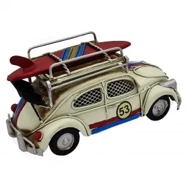 Vintage Herbie 53 Vosvos Metal Araba Kumbara ve Fotoğraf Çerçevesi - Sörf Tahtalı Nostaljik Dekor