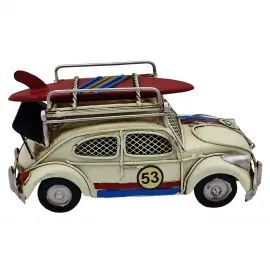 Vintage Herbie 53 Vosvos Metal Araba Kumbara ve Fotoğraf Çerçevesi - Sörf Tahtalı Nostaljik Dekor