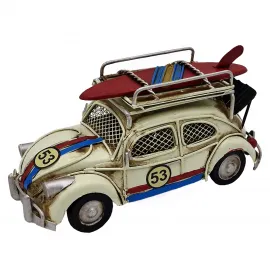 Vintage Herbie 53 Vosvos Metal Araba Kumbara ve Fotoğraf Çerçevesi - Sörf Tahtalı Nostaljik Dekor