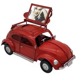 Dekoratif Metal VW Beetle Vosvos Araba Kumbaralı ve Çerçeveli