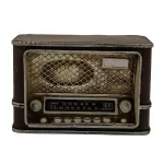 Dekoratif Vintage Metal Mini Radyo Biblo - Kahverengi