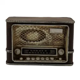 Dekoratif Vintage Metal Mini Radyo Biblo - Kahverengi