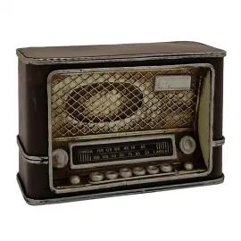 Dekoratif Vintage Metal Mini Radyo Biblo - Kahverengi