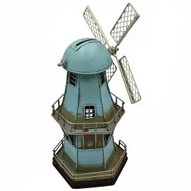 Dekoratif Metal Yel Değirmeni - Kumbara - Ev - Ofis - Cafe - Bar Dekorasyonu