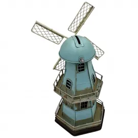 Dekoratif Metal Yel Değirmeni - Kumbara - Ev - Ofis - Cafe - Bar Dekorasyonu