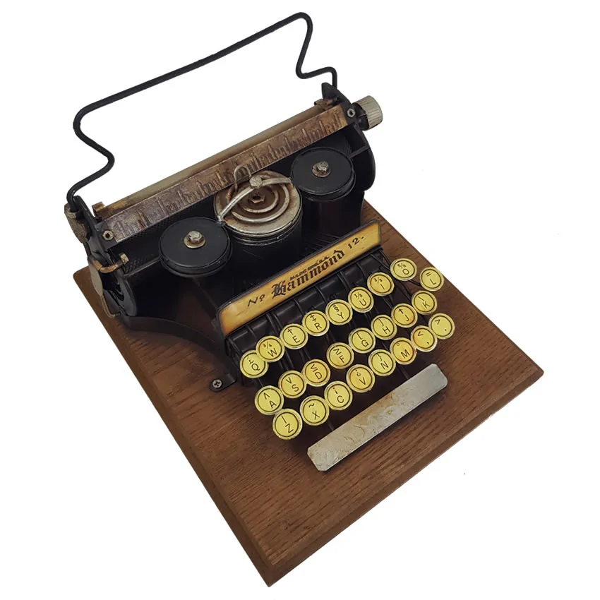 Ahşap Tabanlı Dekoratif Vintage Daktilo Biblo