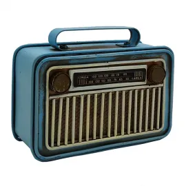 Dekoratif Nostaljik Metal Mini Radyo Biblo - Mavi